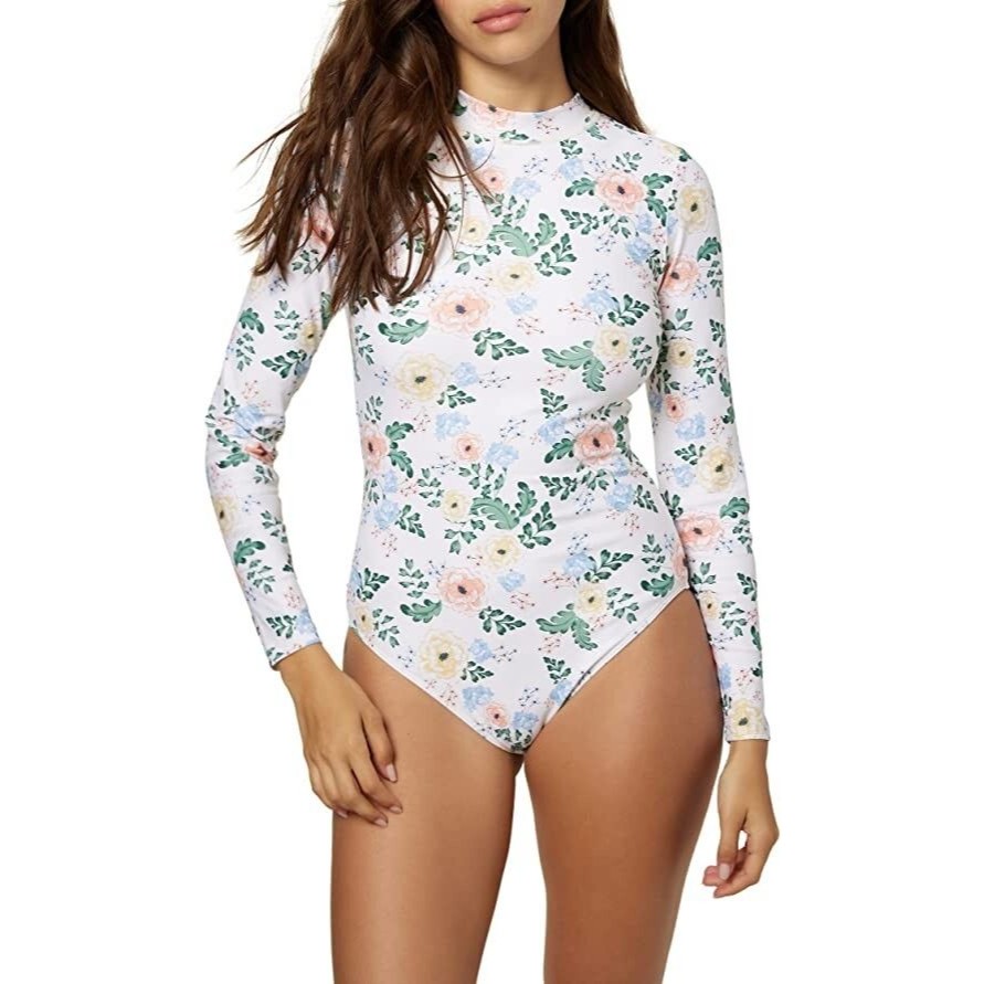O'neill Arabella Myrtos Ls Back Zip Surf Paddle Suit Rashguard Sz Xs Vanilla